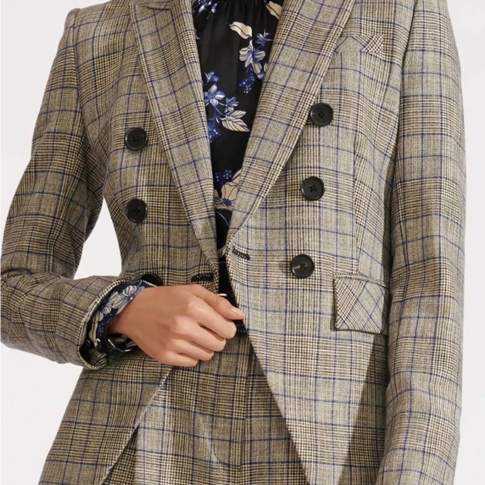 $698 Veronica Beard Gray/Grey Plaid Miller Dickey Blazer Jacket - Size 0 - Picture 15 of 16